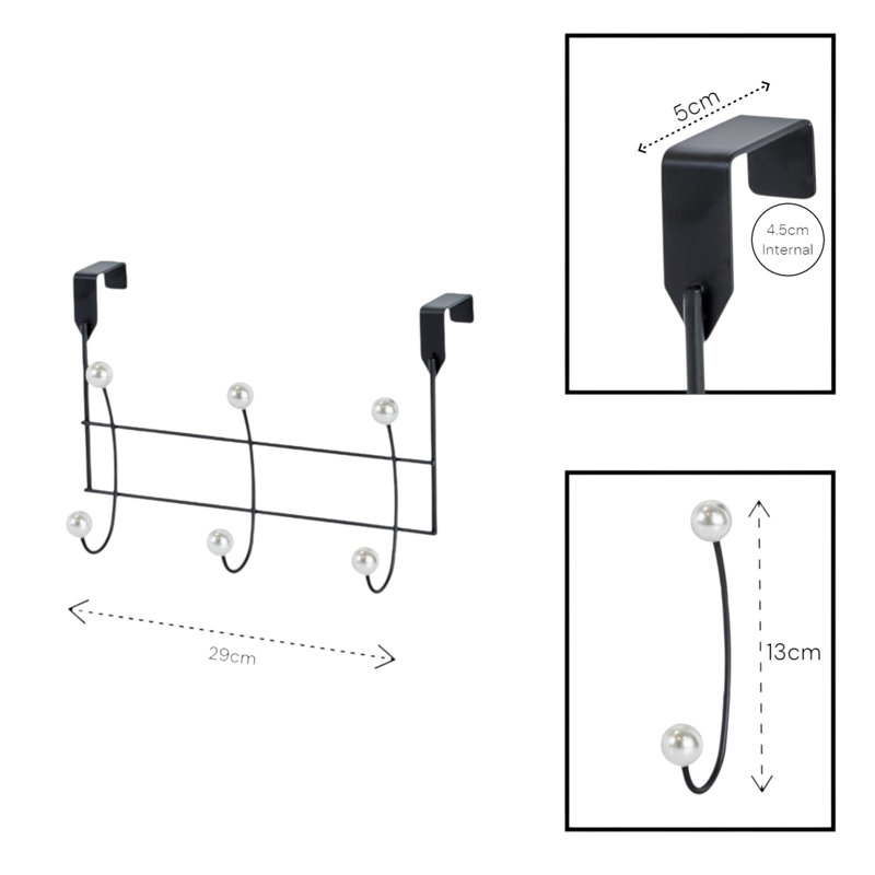 Akoya Over Door Storage Hooks, Matte Black
