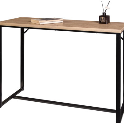 Console American Design Coastal, surface en bois naturel et pieds en métal noir, 39 po x 14 po 31 po, convient pour le rangement dans les couloirs Table moderne avec plateau complémentaire au décor intérieur