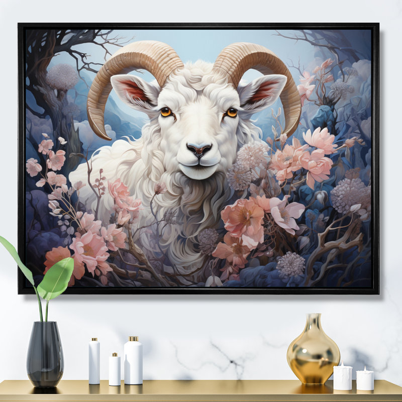 Blanc, mouton blanc, paysages de rêve éthérés, H 30 po x l 40 po x P 1,5 po, Cadre flottant noir