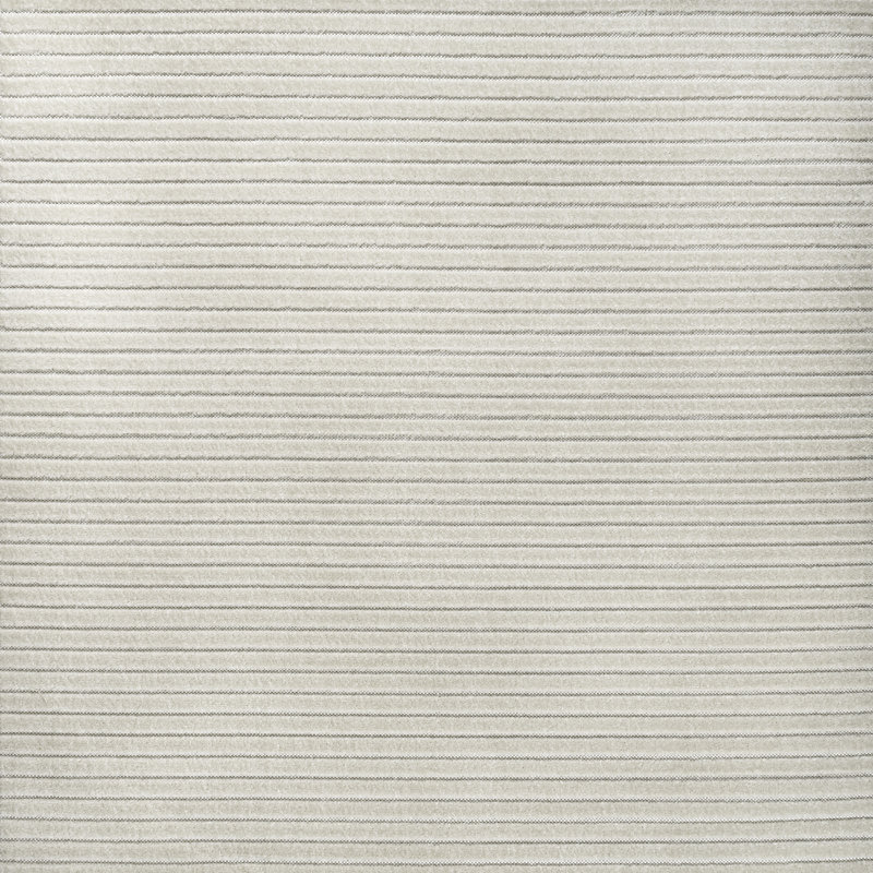 Atricia High-Low Minimalist Scandi Striped Ivory/Cream Indoor/Outdoor Rug, Square 9'