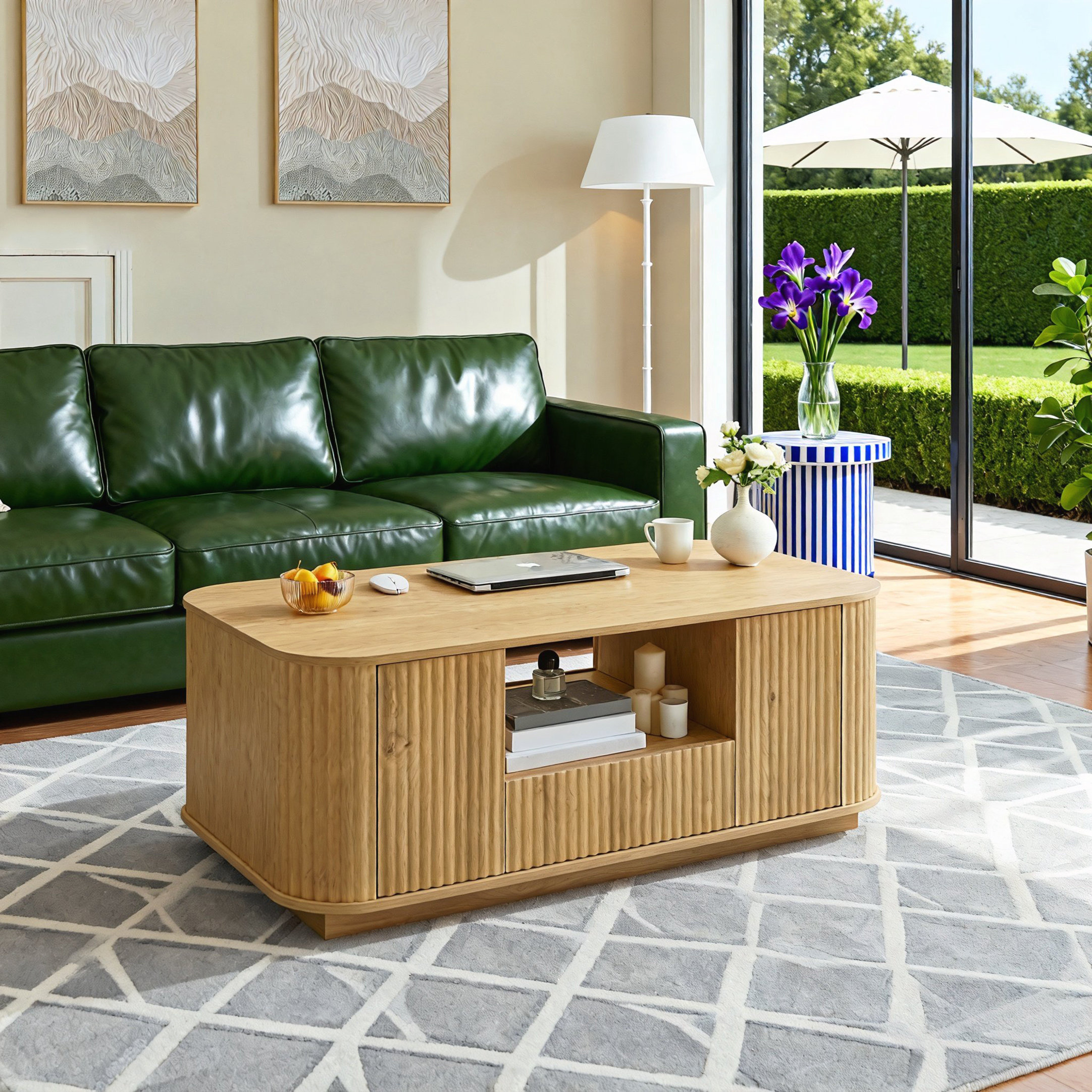 Latitude Run® Coffee Table With Drawers And Storage Compartments ...