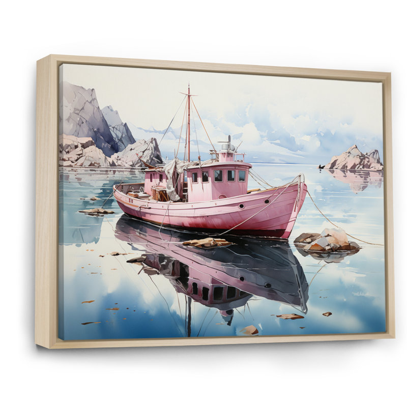 " Pink Teal Iceberg Arctic Mirage ", H 34 po x l 44 po x P 1,5 po, Cadre naturel flottant