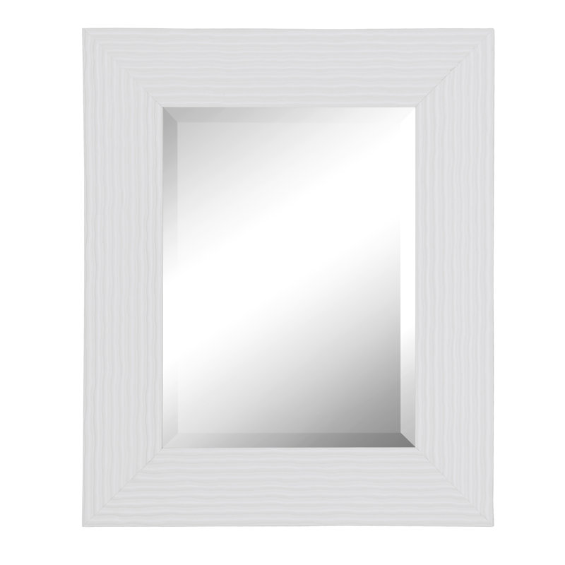 Madge Wavy Framed Wall Mounted Accent Mirror Bevelled, Gloss White, 77cm H x 130.5cm W