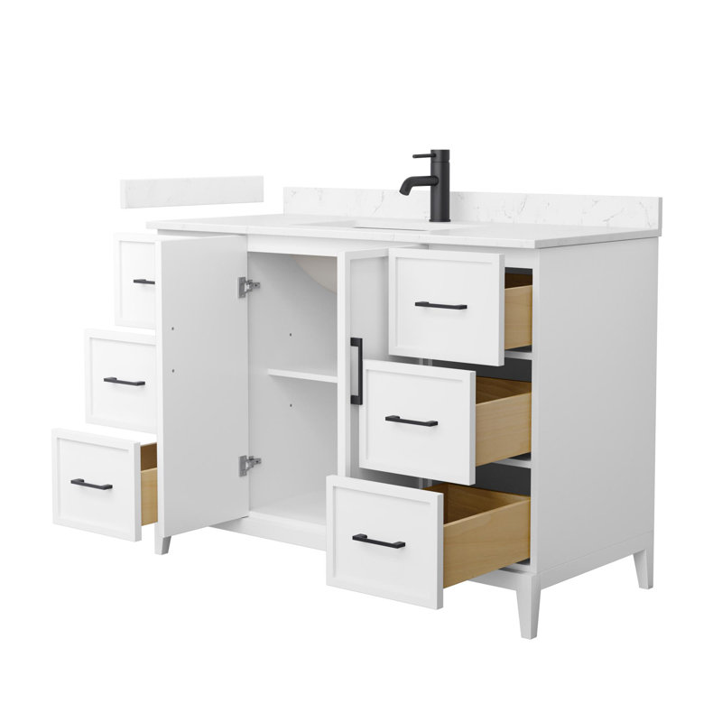 Elan 48'' W Vanity, Matte Black, White, White Cultured Marble
