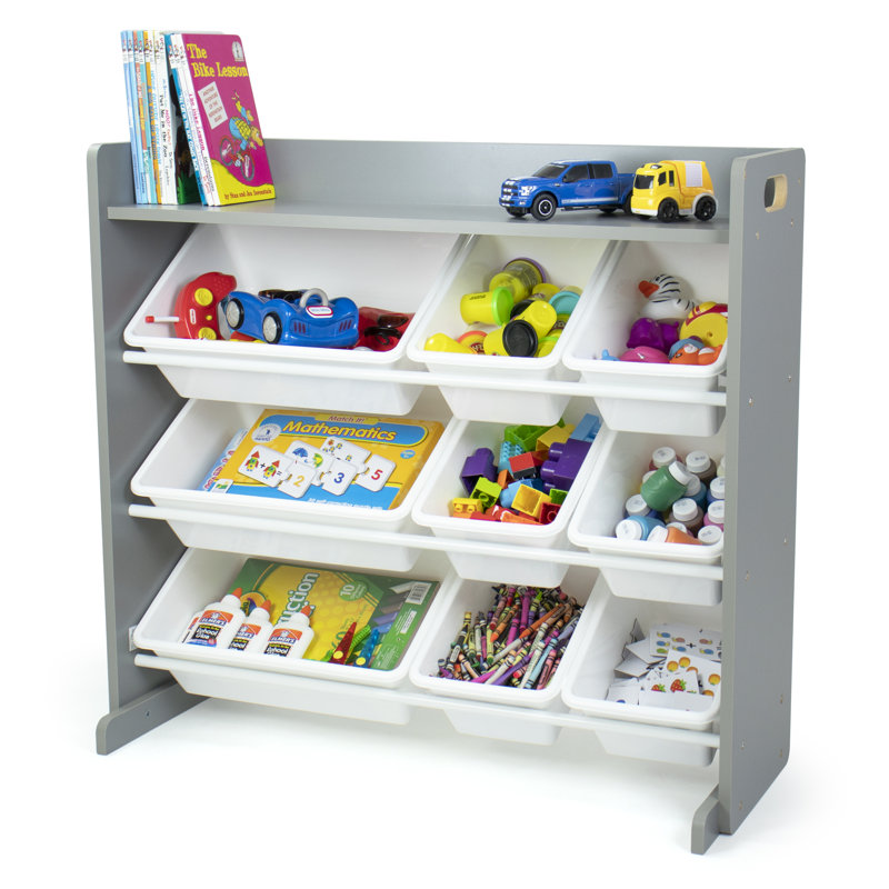 Eliseo Toy Organizer with Bins, Natural Grey