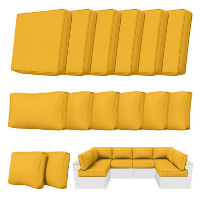 Outdoor 5" Replacement Cushion Set Seat/Back Cushions (Set Of 6 Cushions, 6 Backrests, 2 Corner Cushions)-Cushion Set Only
