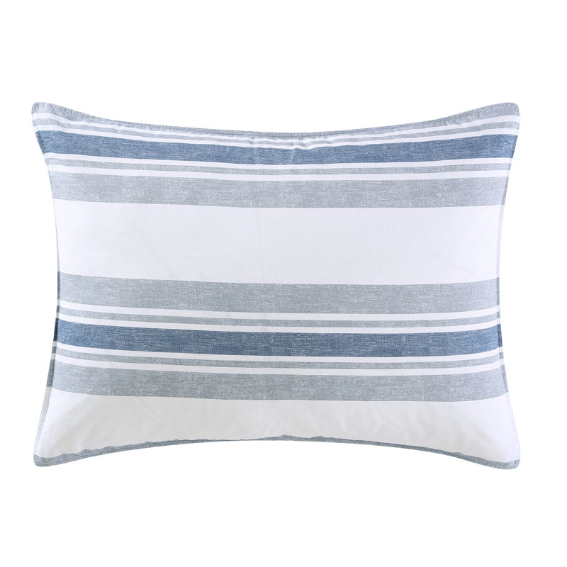 Twin Blue Cotton Reversible Comforter Set with Shams
