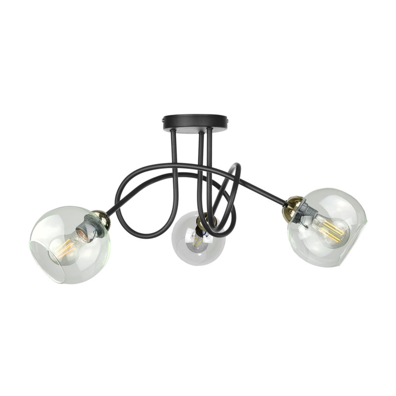Alifonso Glass Semi Flush Mount, Black/Gold