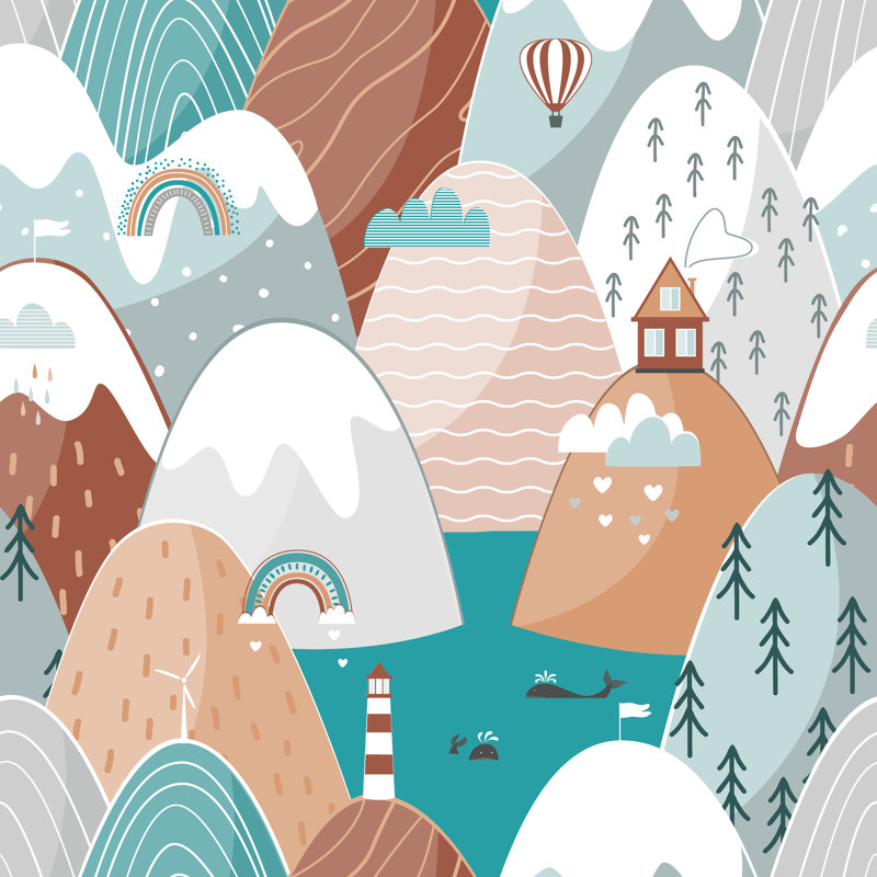 Landscape Illustration by Toltemara - Wrapped Canvas Print, 30cm H x 30cm W