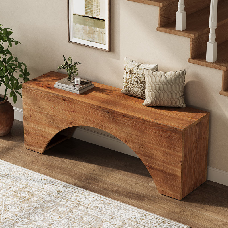 Banc de 55 po en bois massif avec arche, banc de ferme