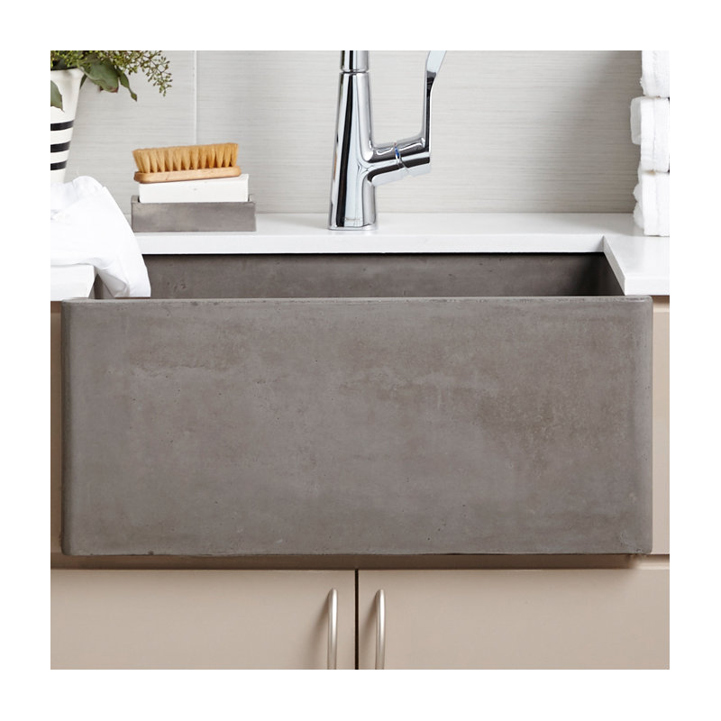 NativeStone® Concrete 24" L x 18" W Farmhouse Kitchen Sink, Ash
