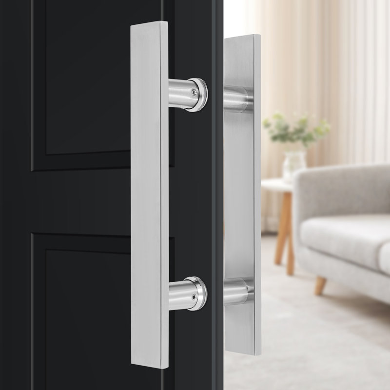 Double Sided Stainless Steel Door Handle, Pair Of Pull Push Sliding Barn Door Handles, Commercial H Shape Door Pull Handle(11.61*1.6*5.95In)