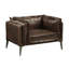 Chaise avec accoudoirs en cuir à grain large de 47 po couleur chocolat