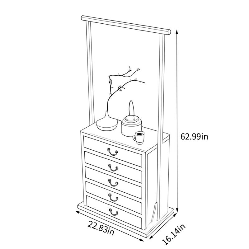 Solid elm Wardrobe with Multi Drawers