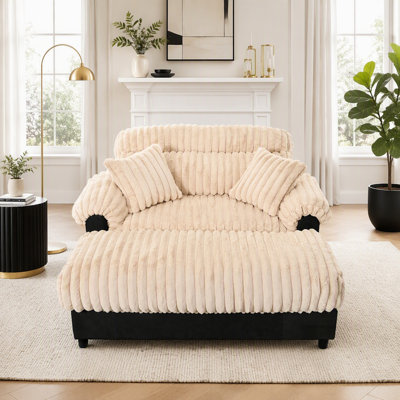 Modern Chaise Lounge Sofa with Ultra-Soft Faux Rabbit Fur, Cozy Plush Cushion, and Ergonomic Design for Ultimate Comfort