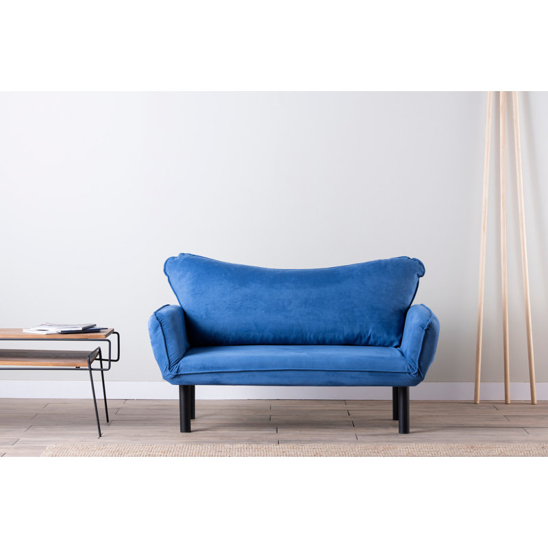 Canapé-lit à accoudoirs arrondis 61,42 po Marlowe, Polyester bleu