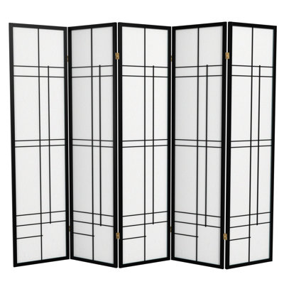 70.25" x 70" Eudes Shoji 5 Panel Room Divider