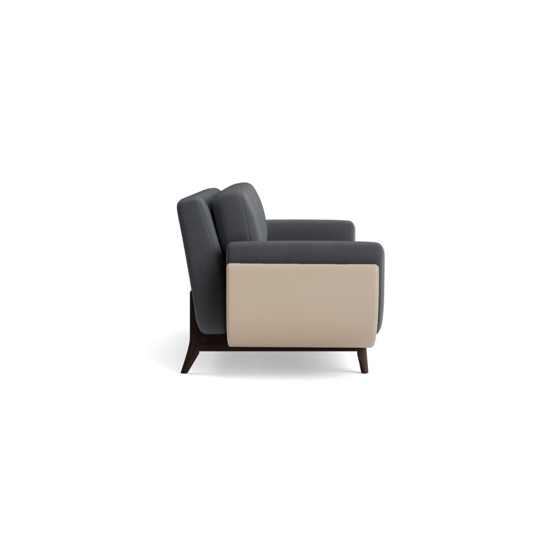 Regatta 90 Sofa, Performance Linen-Charcoal/Greenwich Leather-Taupe, Java