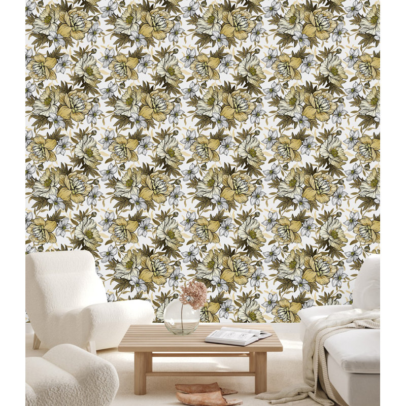 Panneau de papier peint floral, L 2,08 pi x L 10,42 pi