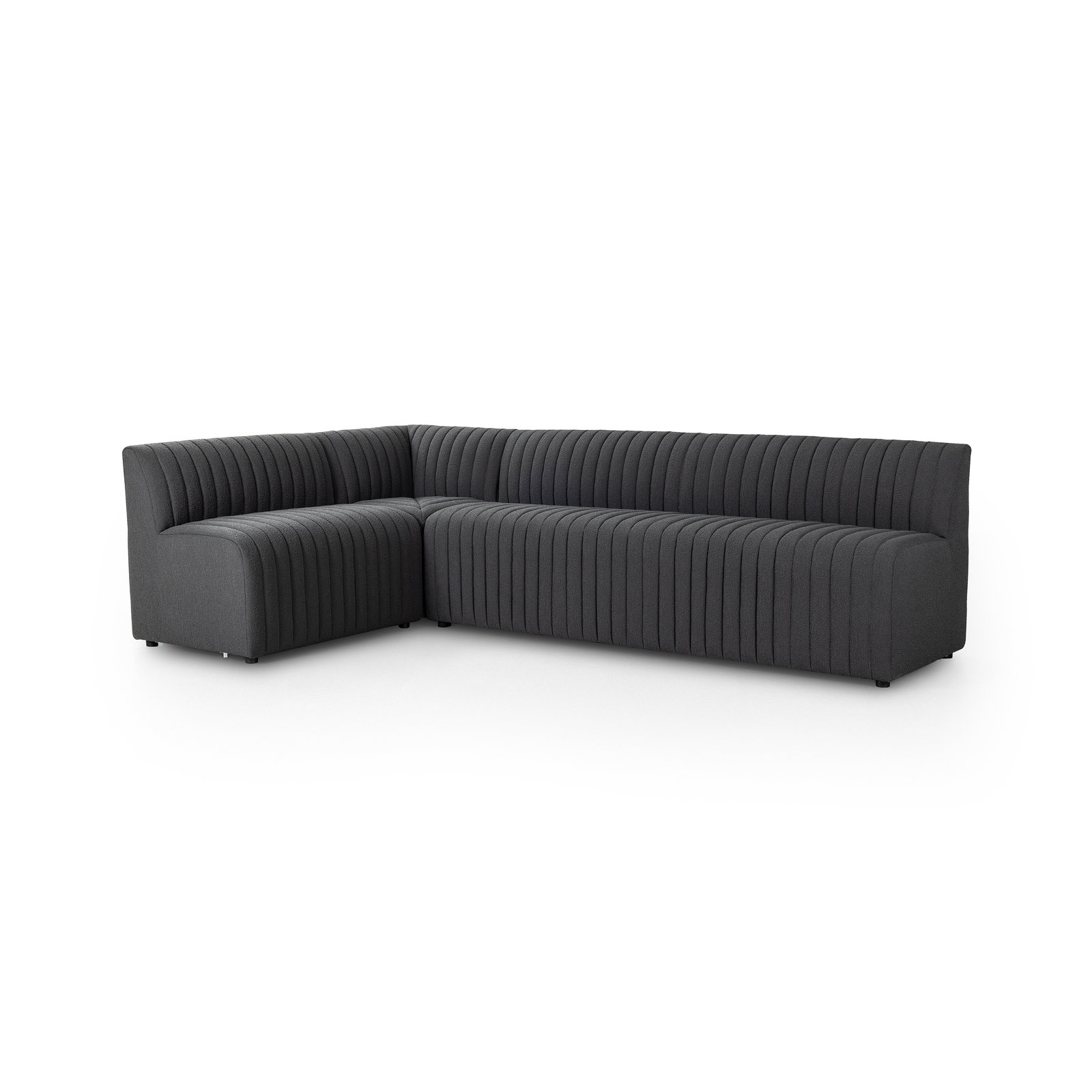 Brandt Modular Upholstered L-Sectional, Charcoal Polyester, 31.5" H x 110" W x 66.5" D