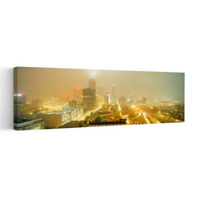 USA Georgia Atlanta Fog in Atlanta 1 Piece Wrapped Canvas Panoramic Wall Art