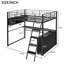 Lit mezzanine en métal avec bureau à DEL avec 4 possibilités de rangement Led-1676865950