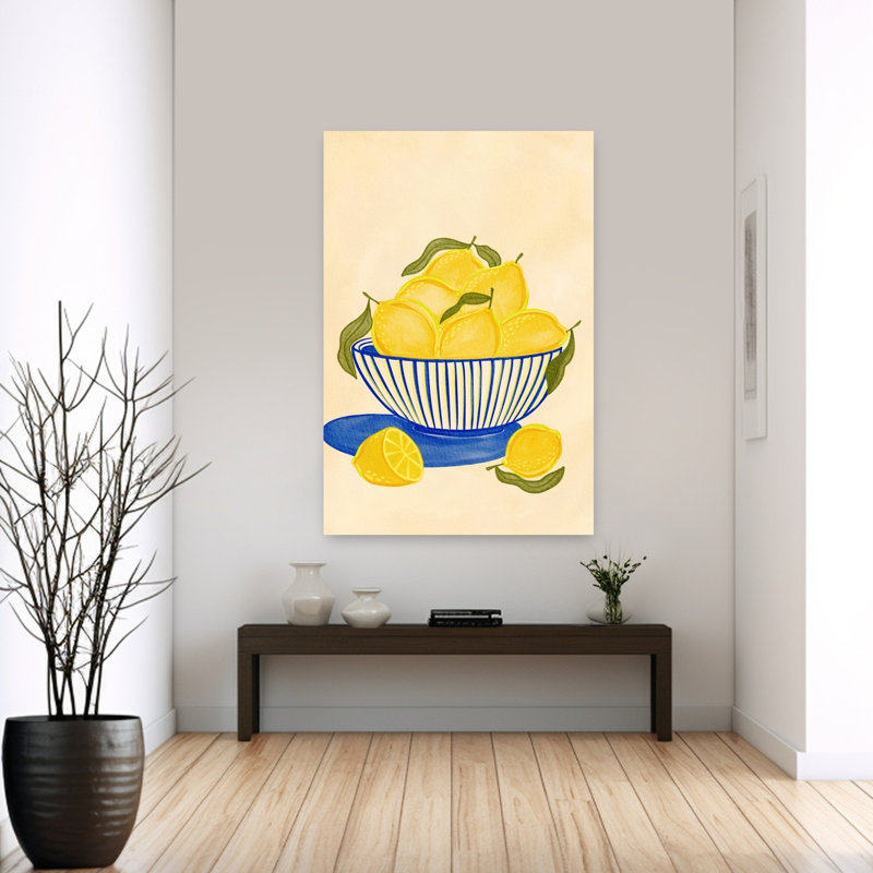 «Fresh Lemon Bowl», art abstrait contemporain aux fruits