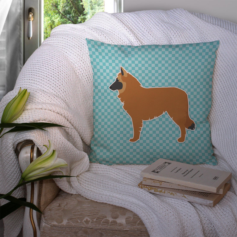 Coussin décoratif intérieur/extérieur belge berger, H 14 po x l 14 po x P 3 po, Bleu