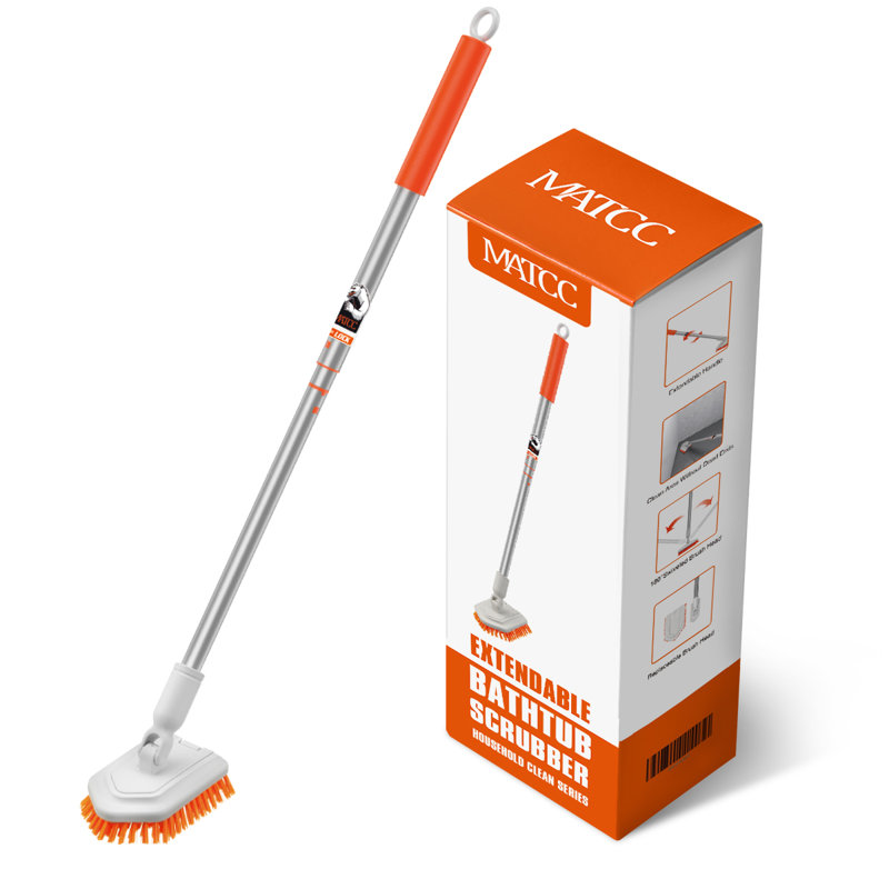 Ensemble de vadrouille, brosse de douche pour le nettoyage, brosse de salle de bain avec poignée longue extensible de 42 po