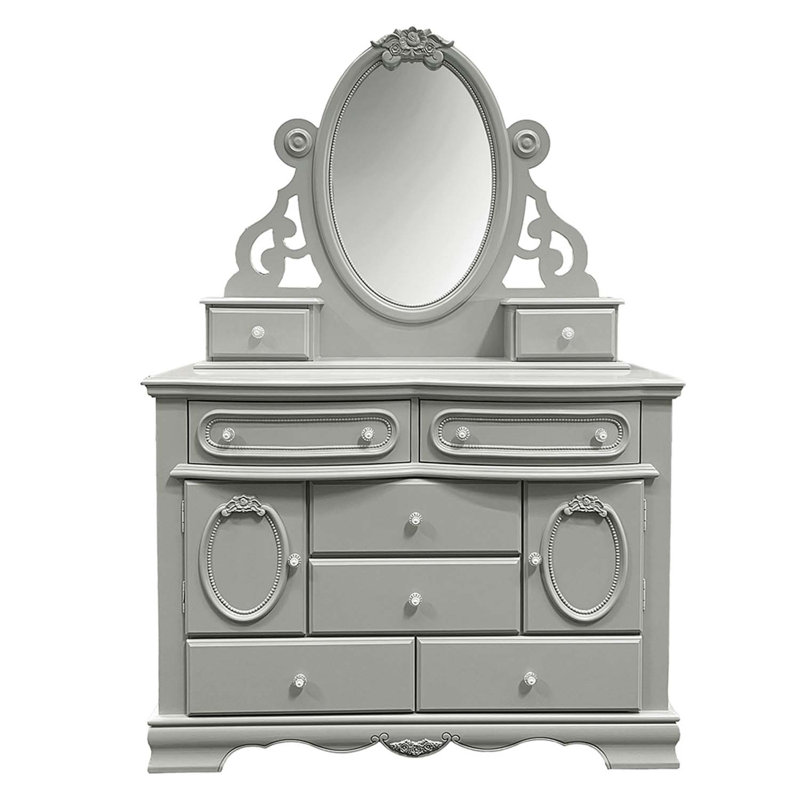 Commode 6 tiroirs 2 portes Grant, Gris