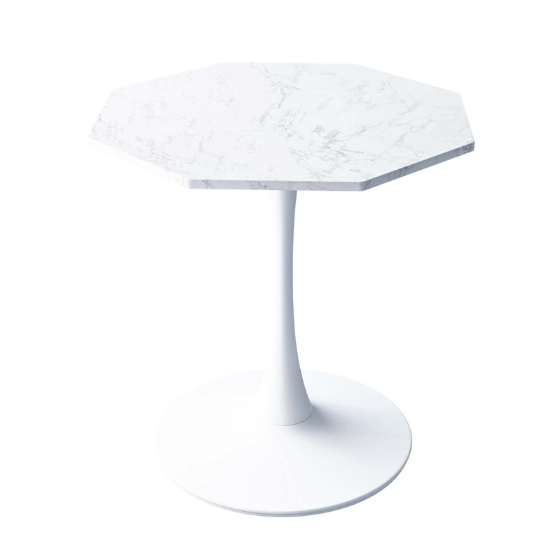 Modern Octagonal Coffee Table With MDF Table Top & Metal Base, White