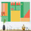 Ensemble de 3 pièces rétro rétro et minimalistes géométriques multicolores - Art moderne Mid-Century-1561578591