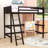 Twin Size Loft Bed with Ladder and Guardrails-58554423