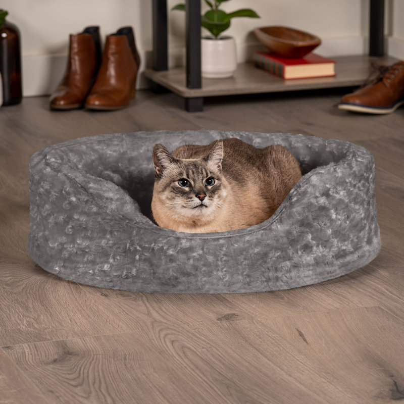 Ultra Plush Oval Donut Dog Bed, Medium (23" W x 18" D), Gray