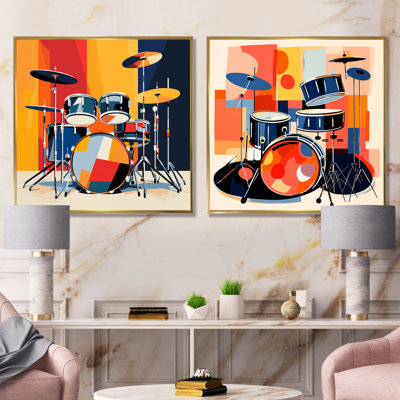 Druming Groove I - ensemble de 2 reproductions d'art sur toile