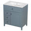 Meuble-lavabo de 30 pouces avec lavabo, meuble-lavabo moderne en bois d'hévéa avec 3 tiroirs et tablette réglable, meuble-lavabo autoportant pour rangement et organisation de salle de bain (Ancien SKU: N725P350819E)