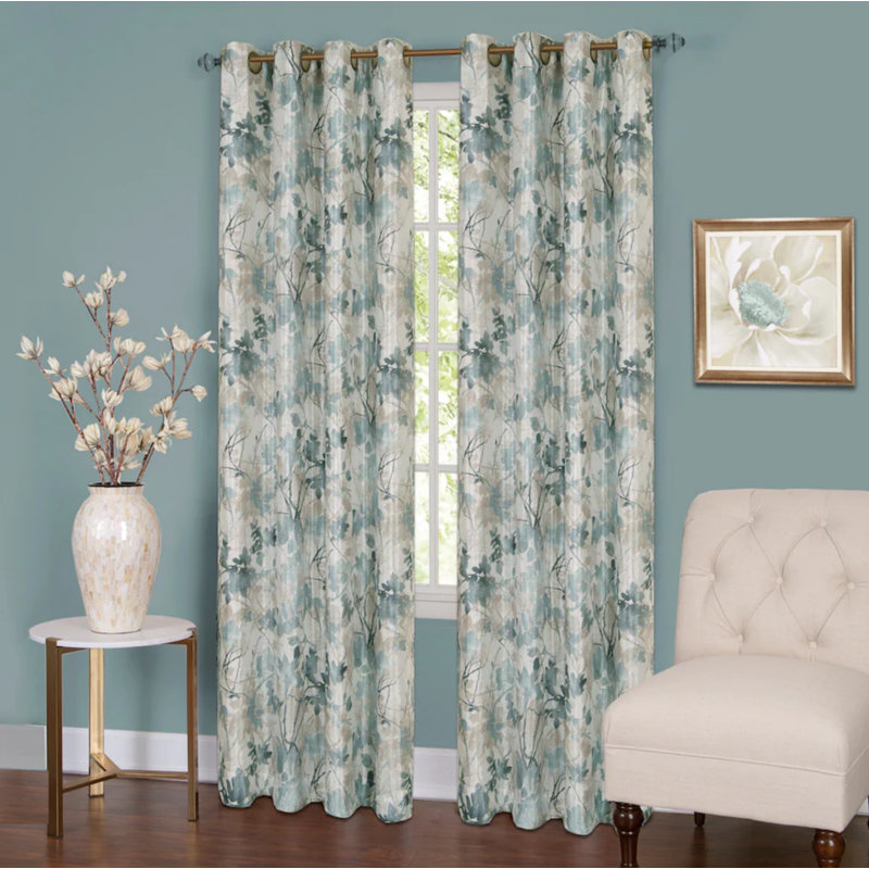 Ginger Blackout Curtain Pair, Blue, 50" x 84"