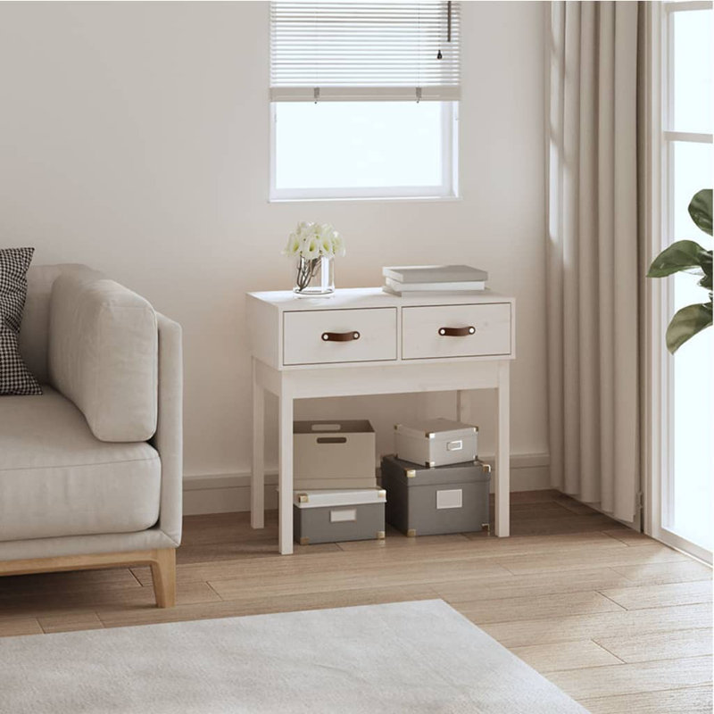 Kaeli Solid Wood Console Table, White, 75 cm H x 114 cm W x 40 cm D