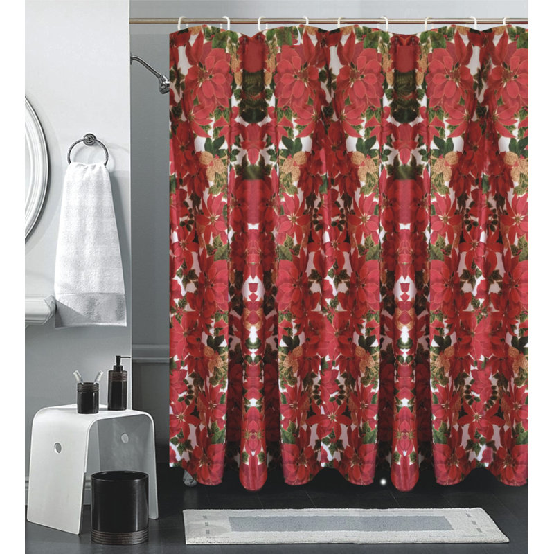 Roby Floral Shower Curtain with Hooks Included