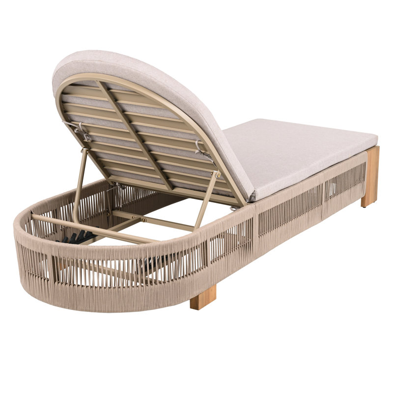 Chaise longue Corianne, Beige / teck, 4