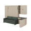Grand lit escamotable pliable grand format avec canapé et bureau, tablettes et tiroirs, éclairage DEL / USB-125785231
