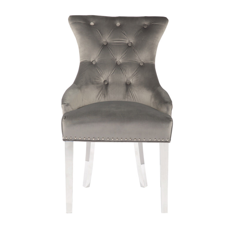Chaise d'appoint à oreilles rembourrée Duthill, Gris