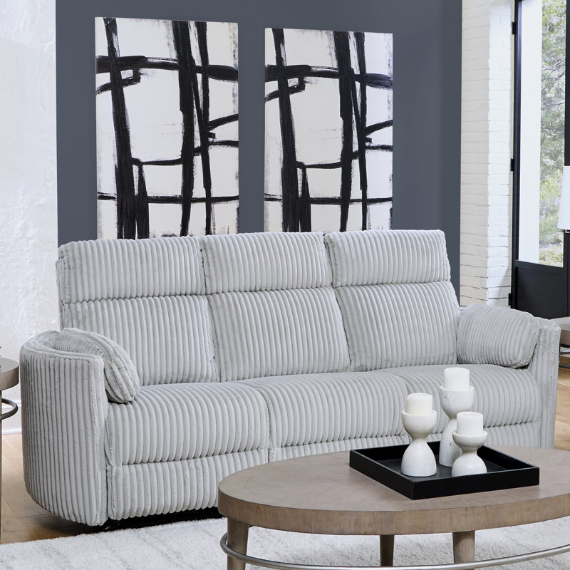 Bre 88'' Upholstered Power Reclining Sofa, Mega Grey Corduroy