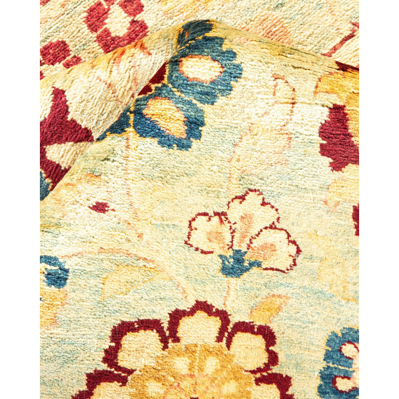 Tapis unique rouille noué à la main Janeesha Mogul 8 pi 1 po x 9 pi 10 po