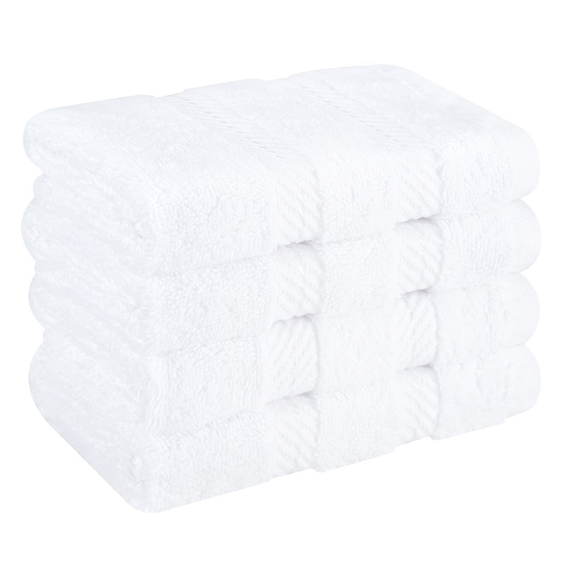 Darcelle 100% Cotton 4-Piece Turkish Washcloth Set, Bright White