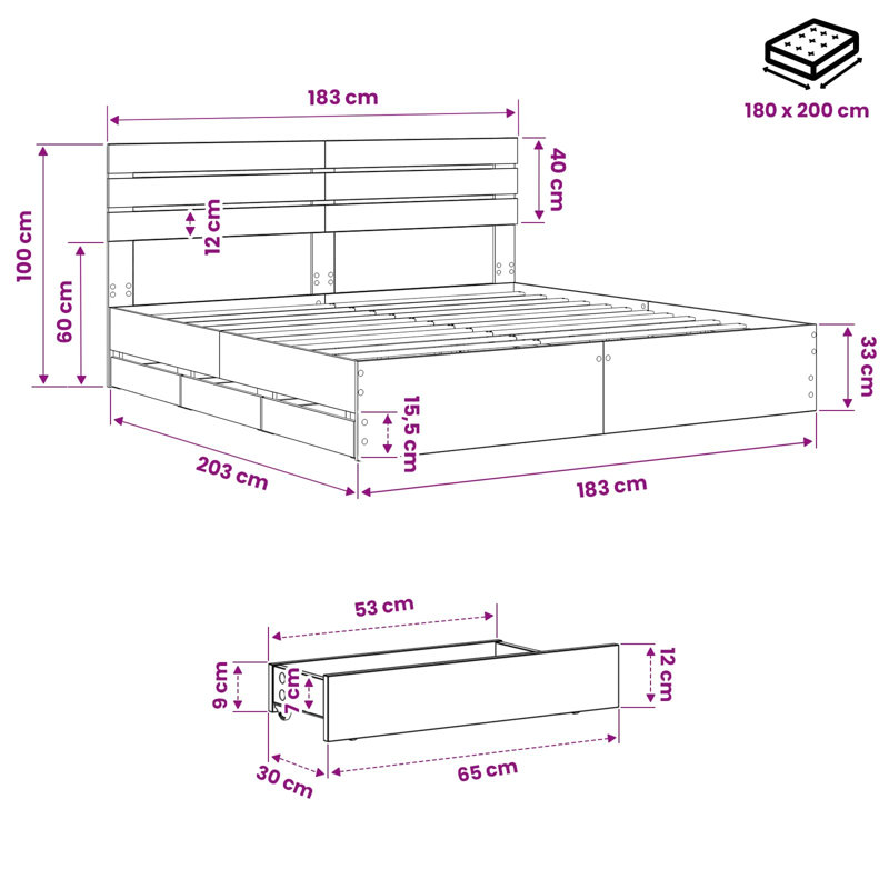 Bed Frame, Super King (6')