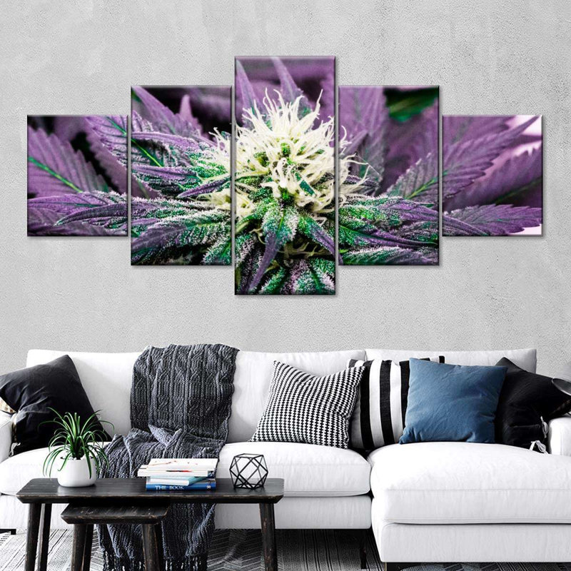 Ensemble de plante rare sur toile 5 pièces, H 42 po x l 92 po x P 1,25 po