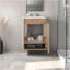Meuble-lavabo mural Wright avec lavabo, 2 portes, tablette ouverte, lavabo intégré, chêne naturel Wright