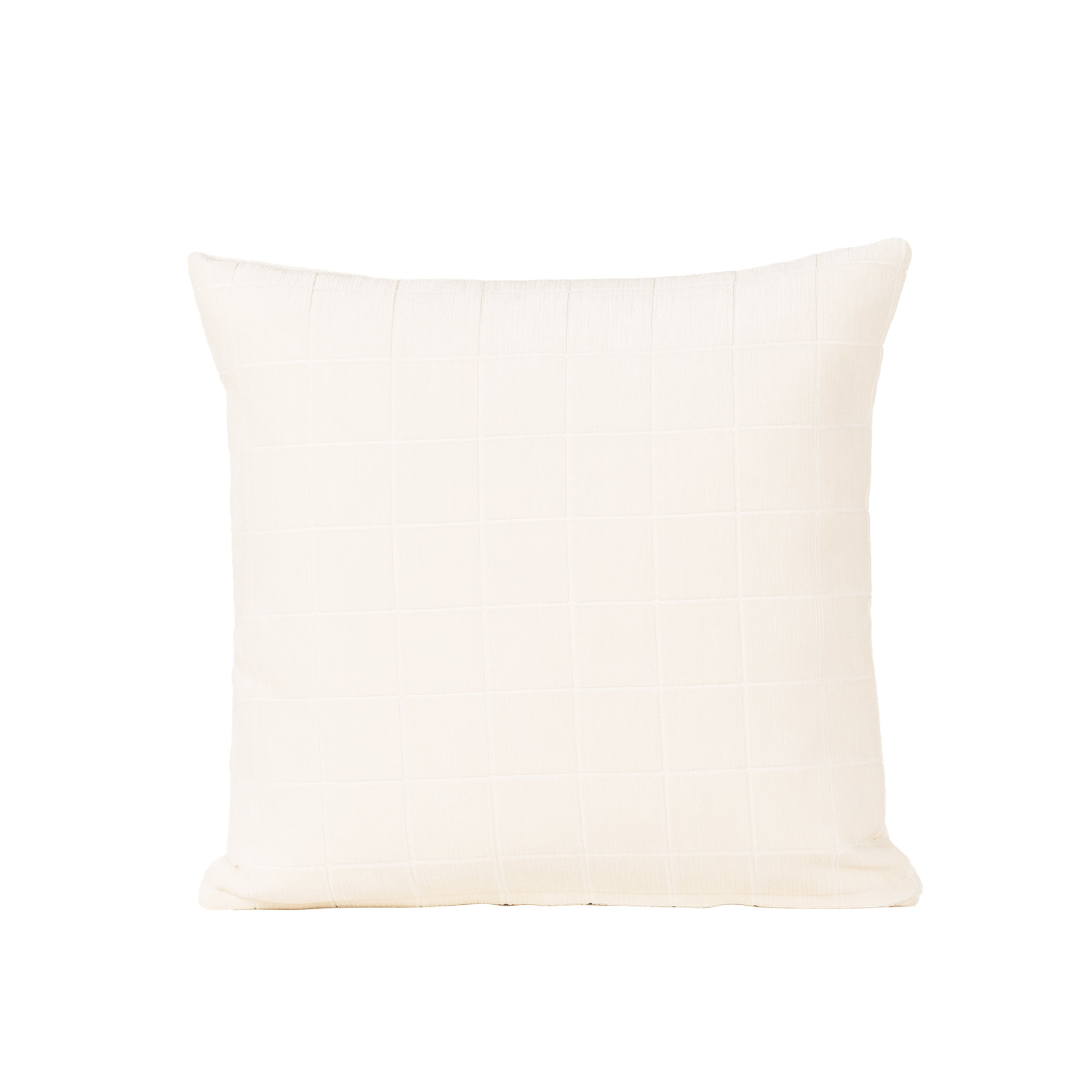 Otterville Velvet Grid Throw Pillow, 26"H x 26"W, Ivory Geometric, Feather