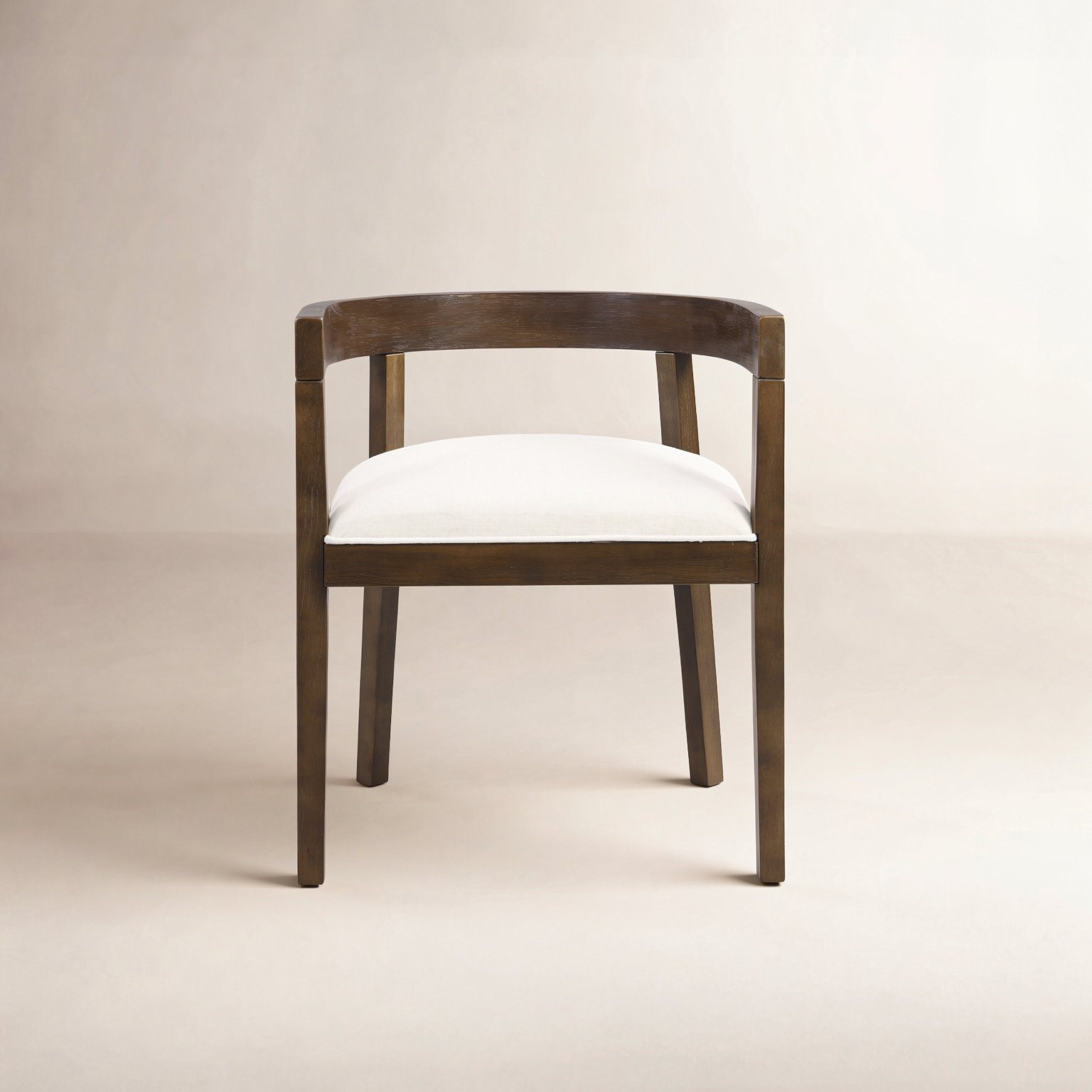Daney Armchair, Beige Polyester Blend, Walnut
